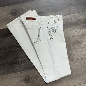Flying Monkey White Skinny Jeans with Embellishments Size 0 - Inseam 31”